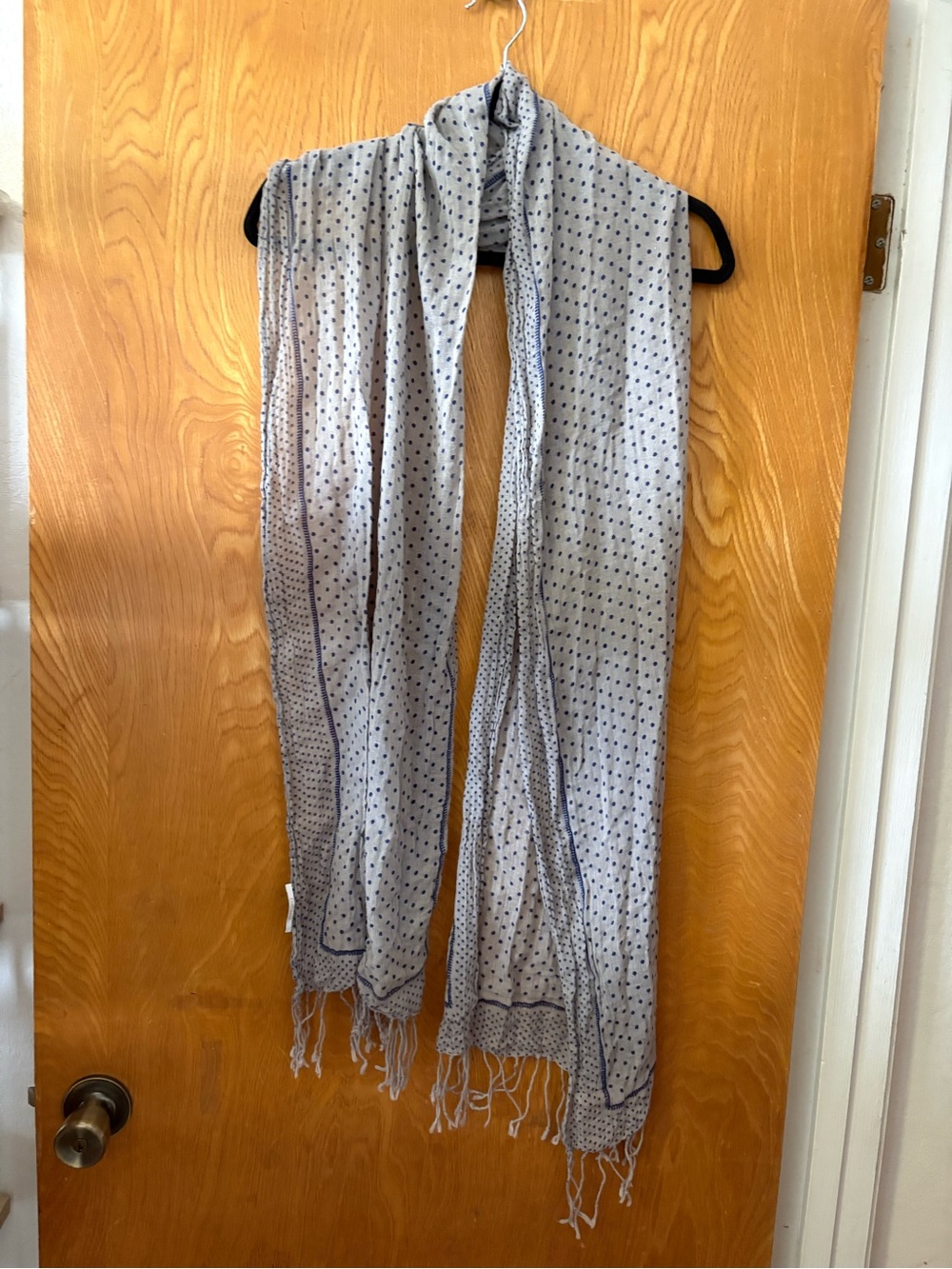 Chattawack Light Gray Polka Dot Fringe Scarf